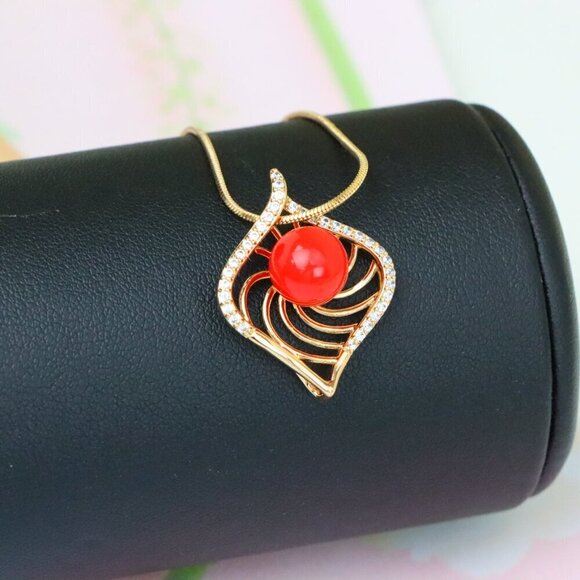 "Elegant Rose Gold Pendant with Red Accent, XPPT1306 - Picture 13 of 13